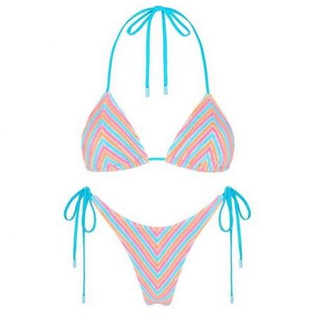 Triangle Stripe Terry Towelling Bikini Side-tie Swimwear -Ostar Swimwear recommend